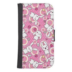 kawaii pink pattern phone wallet