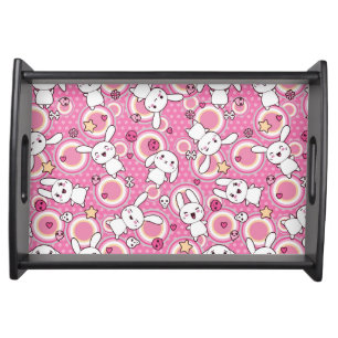 kawaii pink pattern serving tray