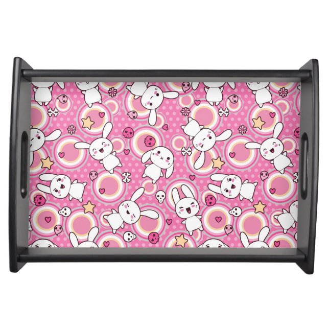 kawaii pink pattern serving tray (Front)