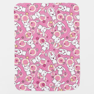 kawaii pink pattern stroller blanket