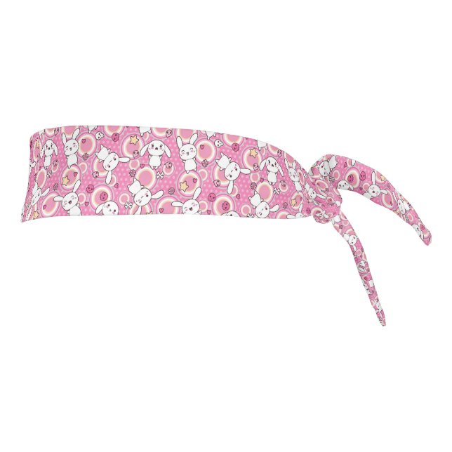 kawaii pink pattern tie headband (Rotate 90)