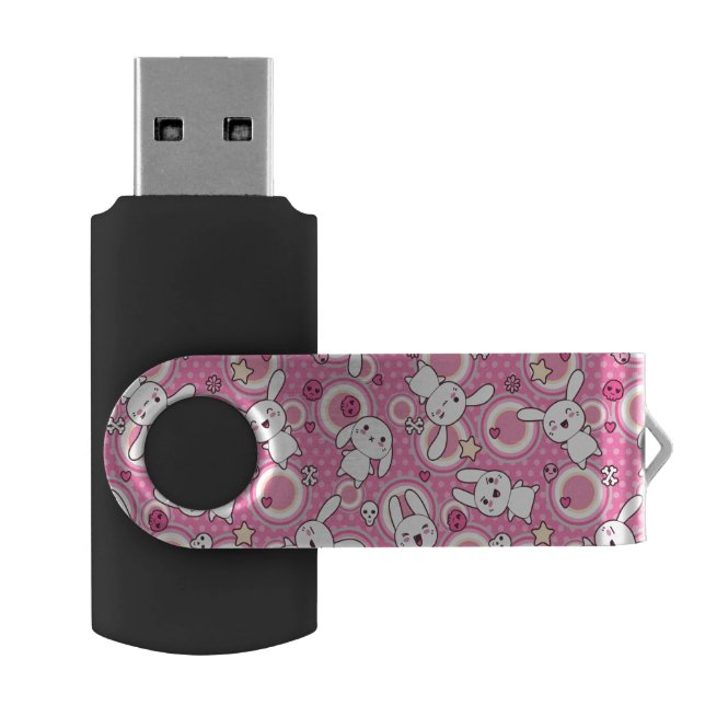 kawaii pink pattern USB flash drive (Opened)