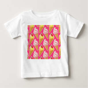 Kawaii pink pattern with strawberry ice cream  baby T-Shirt