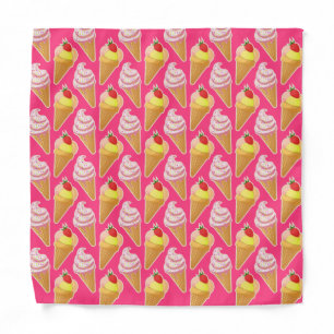 Kawaii pink pattern with strawberry ice cream bandana