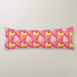 Kawaii pink pattern with strawberry ice cream  body pillow