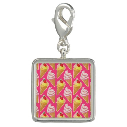 Kawaii pink pattern with strawberry ice cream  charm