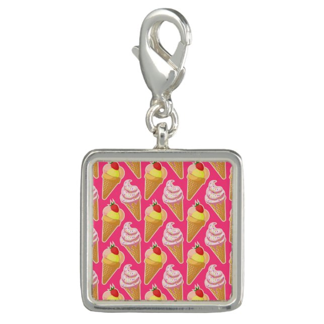 Kawaii pink pattern with strawberry ice cream  charm (Front)