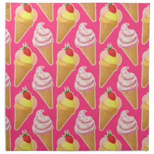 Kawaii pink pattern with strawberry ice cream cloth napkin