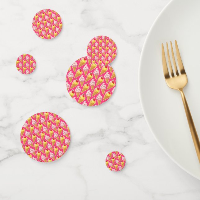 Kawaii pink pattern with strawberry ice cream  confetti (Group)
