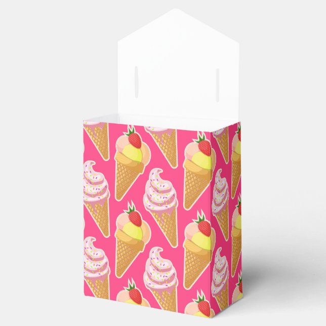 Kawaii pink pattern with strawberry ice cream favor boxes (Opened)