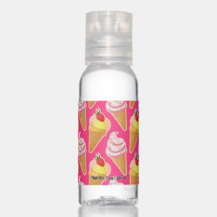 Kawaii pink pattern with strawberry ice cream  hand sanitizer