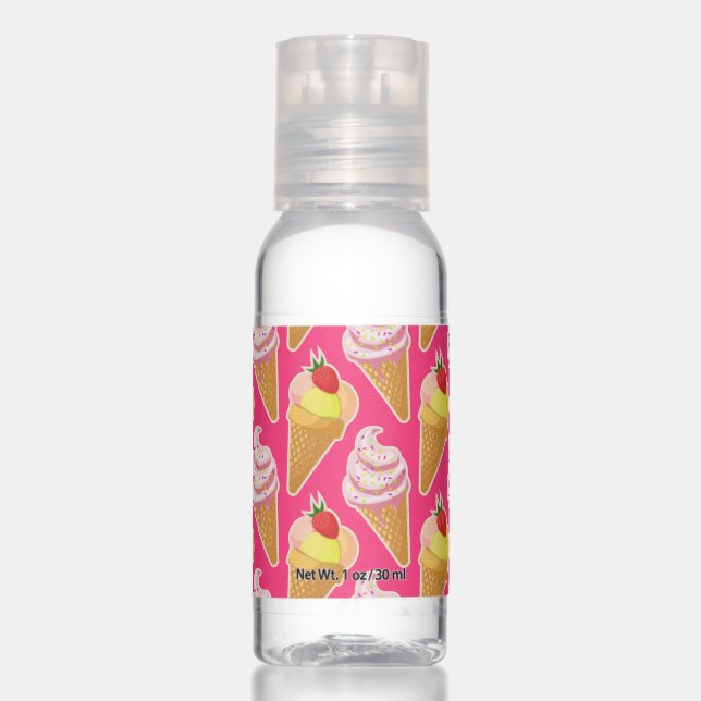 Kawaii pink pattern with strawberry ice cream  hand sanitizer (Front)