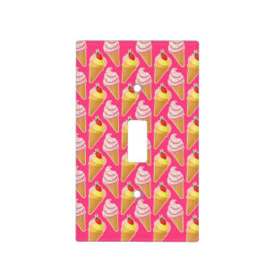 Kawaii pink pattern with strawberry ice cream  light switch cover