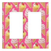 Kawaii pink pattern with strawberry ice cream  light switch cover