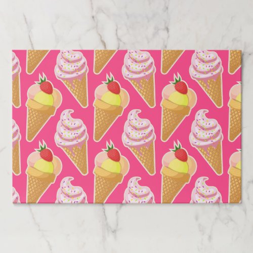 Kawaii pink pattern with strawberry ice cream  paper pad