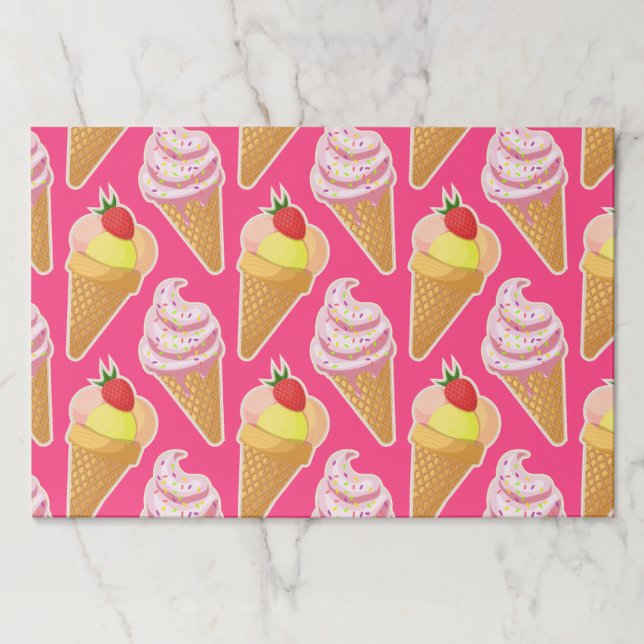 Kawaii pink pattern with strawberry ice cream  paper pad (Front)