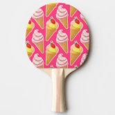 Cute strawberry ice cream sundae cartoon ping pong paddle