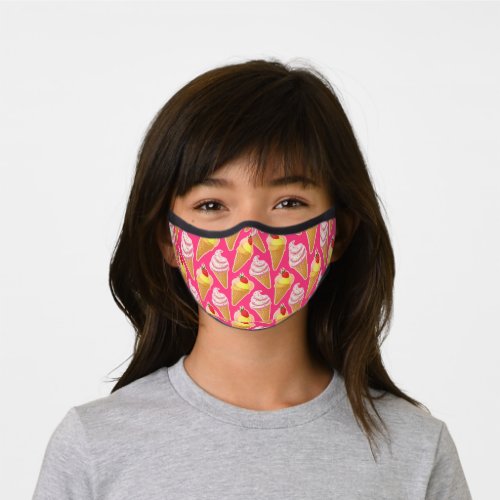 Kawaii pink pattern with strawberry ice cream  premium face mask