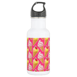 Kawaii pink pattern with strawberry ice cream stainless steel water bottle
