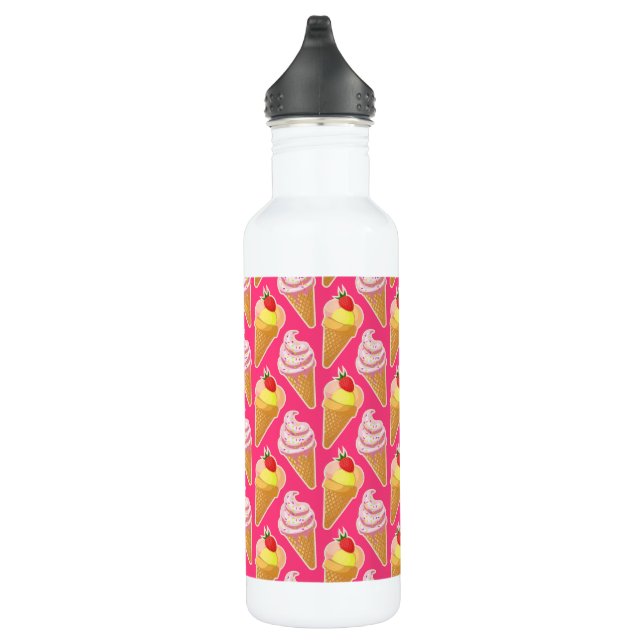 Kawaii pink pattern with strawberry ice cream  stainless steel water bottle (Right)