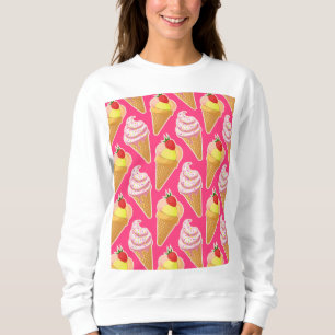 Kawaii pink pattern with strawberry ice cream sweatshirt