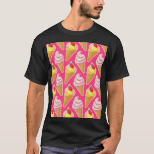 Kawaii pink pattern with strawberry ice cream T-Shirt