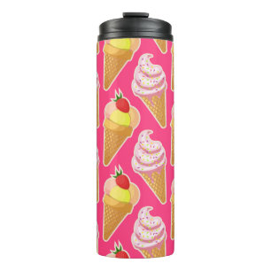 Kawaii pink pattern with strawberry ice cream thermal tumbler