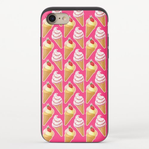 Kawaii pink pattern with strawberry ice cream  iPhone 87 slider case