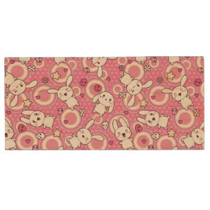 kawaii pink pattern wood flash drive