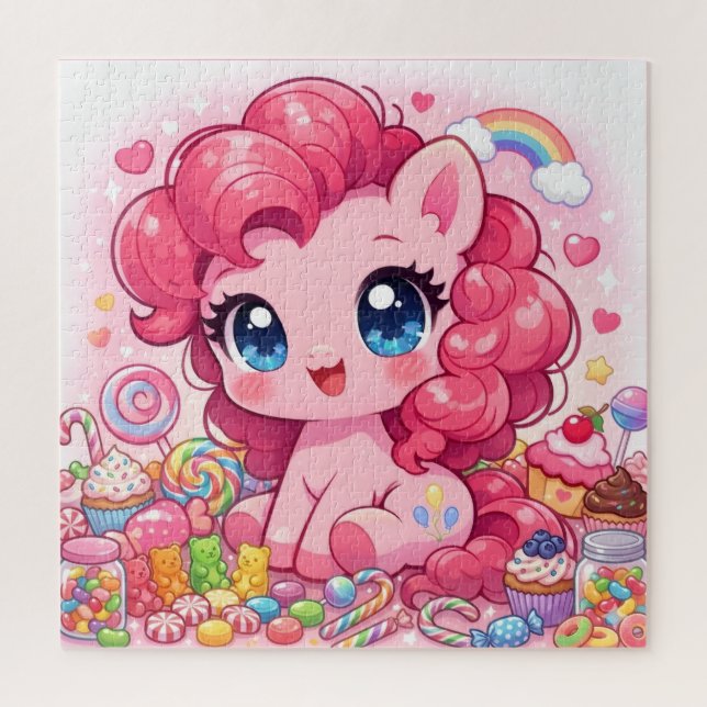 Kawaii Pink Pony Chibi Art Puzzle (Vertical)