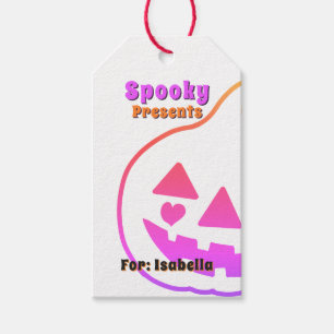 Kawaii Pink Purple Pumpkin Halloween Kids  Gift Tags