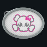 Kawaii Pink Ribbon Skull Belt Buckle<br><div class="desc">Cute and fun Kawaii Pink Ribbon Skull Belt Buckle.  Great for kids and adults.</div>
