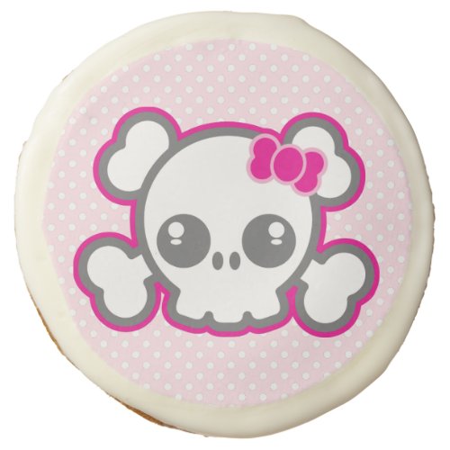 Kawaii Pink Ribbon Skull Cookies