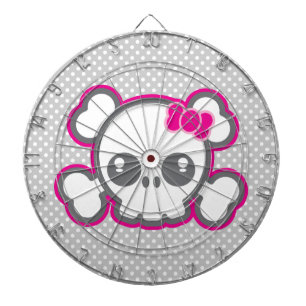Kawaii Pink Ribbon Skull Dart Board