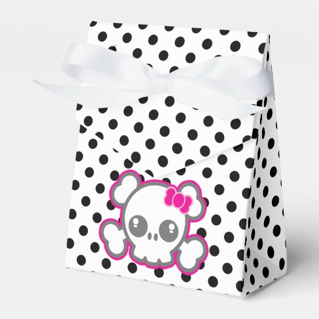 Kawaii Pink Ribbon Skull Gift Box (Front Side)