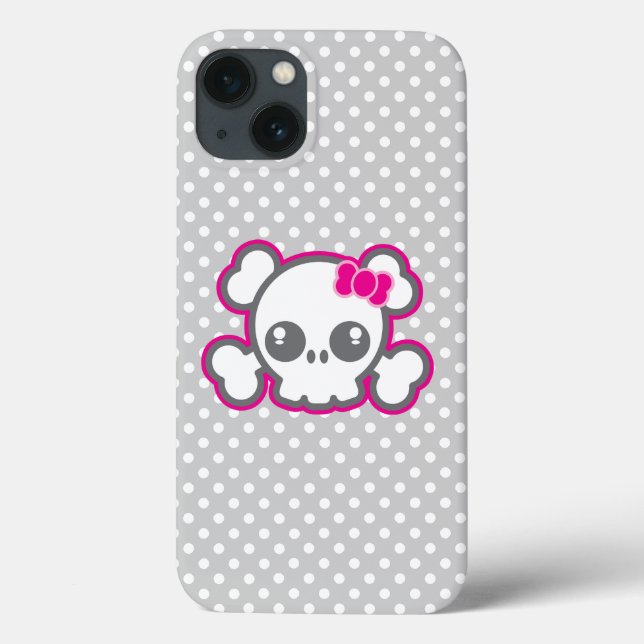 Kawaii Pink Ribbon Skull iPad Case (Back)