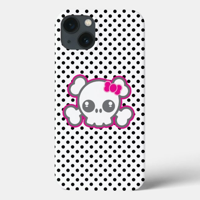 Kawaii Pink Ribbon Skull iPad Case (Back)