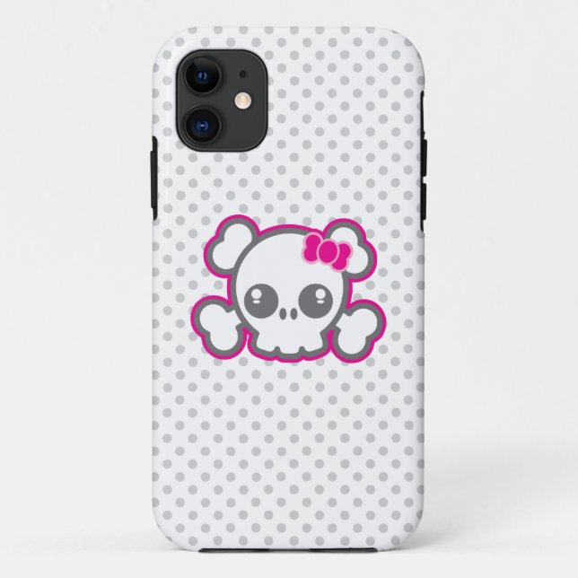 Kawaii Pink Ribbon Skull iPhone Case (Back)