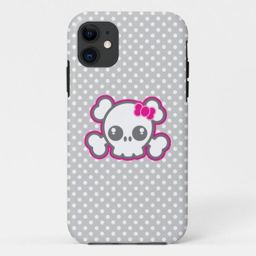 Kawaii Pink Ribbon Skull iPhone Case