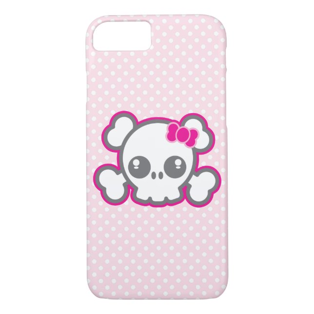 Kawaii Pink Ribbon Skull iPhone Case (Back)