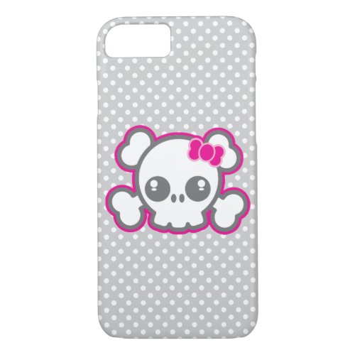 Kawaii Pink Ribbon Skull iPhone Case