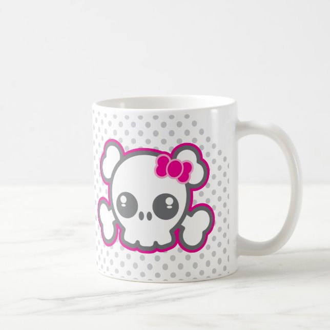Kawaii Pink Ribbon Skull Mug (Right)