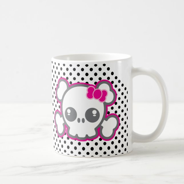 Kawaii Pink Ribbon Skull Mug (Right)