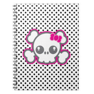 Kawaii Pink Ribbon Skull Notebook
