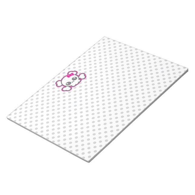 Kawaii Pink Ribbon Skull Notepad (Angled)