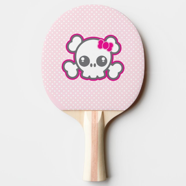 Kawaii Pink Ribbon Skull Ping Pong Paddle (Back)
