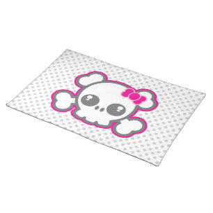 Kawaii Pink Ribbon Skull Placemat