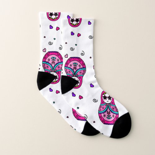 kawaii pink Russian Doll Socks