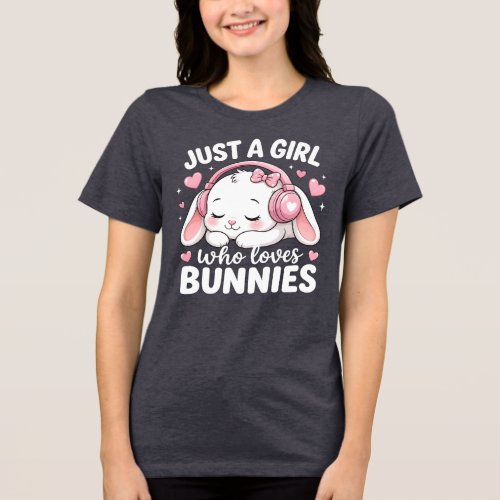 Kawaii Pink Sleepy Bunny Tri-Blend Shirt