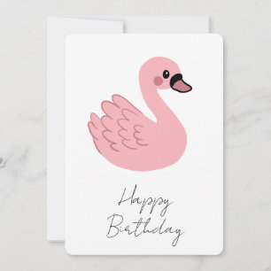 Kawaii Pink Swan – Cute Cartoon Animal Design Invitation